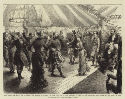 Il Principe di Galles a Braemar, il Principe di Galles e il Duca di Albany che ballano una Reel al Ballo delle Highland dato dal Conte di Fife da Frederic Villiers